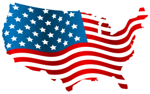 アメリカ合衆国国土にアメリカ合衆国国旗のイラスト