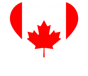 ハートの形にカナダ国旗・メープルのシンボル