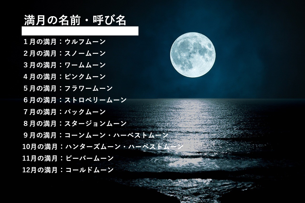 保存版 英語の満月の呼び名 名前一覧 いつ見れる 名前の由来は 22年 1月から12月まで日付一覧 別名 ロキノログ
