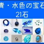 青・水色の宝石の文字・青色の背景と青・水色の宝石たち